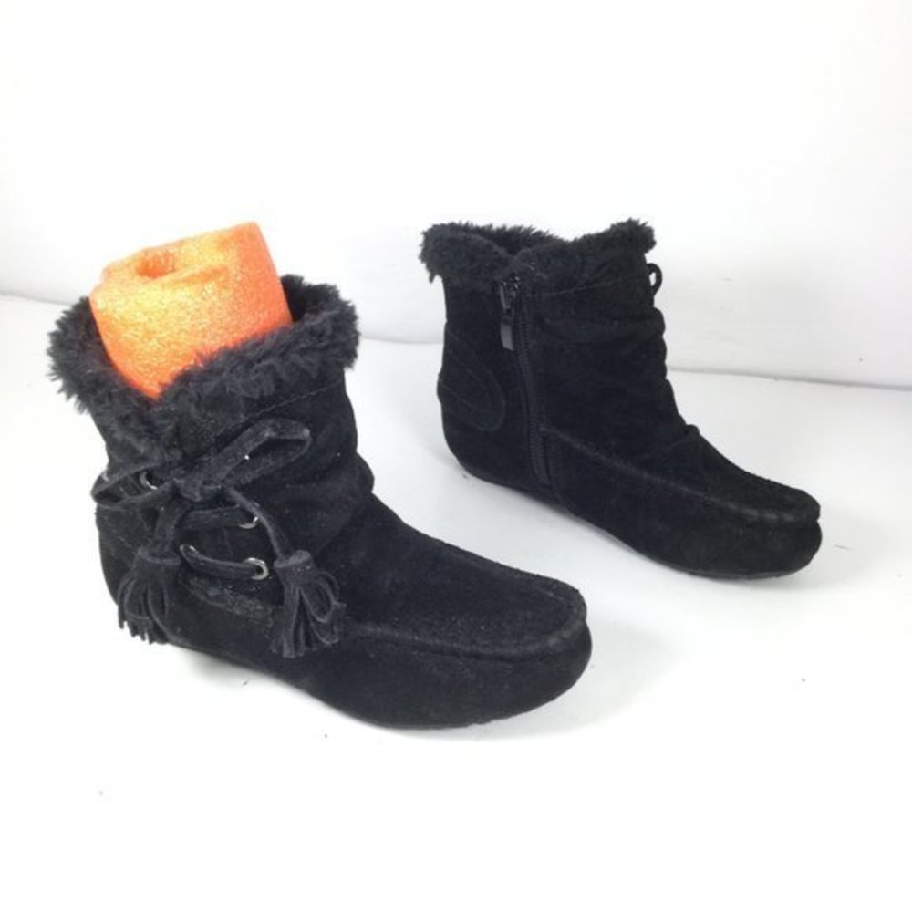 Kalli Kids Faux Fur Ankle Boots Black Size 9